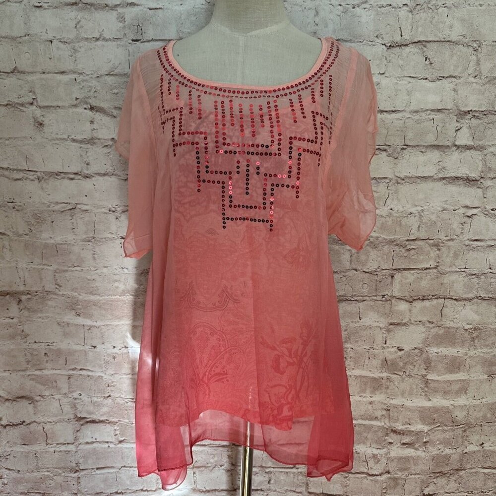 LIVE AND LET LIVE Sheer Tunic Top Blouse and Cami Set Size Medium NEW